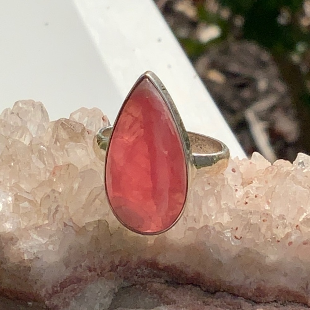 RHODOCROSITE 925 STERLING SILVER RING, SIZE 7 - Picture 2 of 9